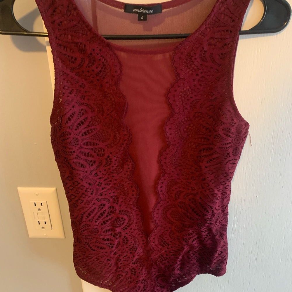 Ambiance Burgundy Lace Bodysuit